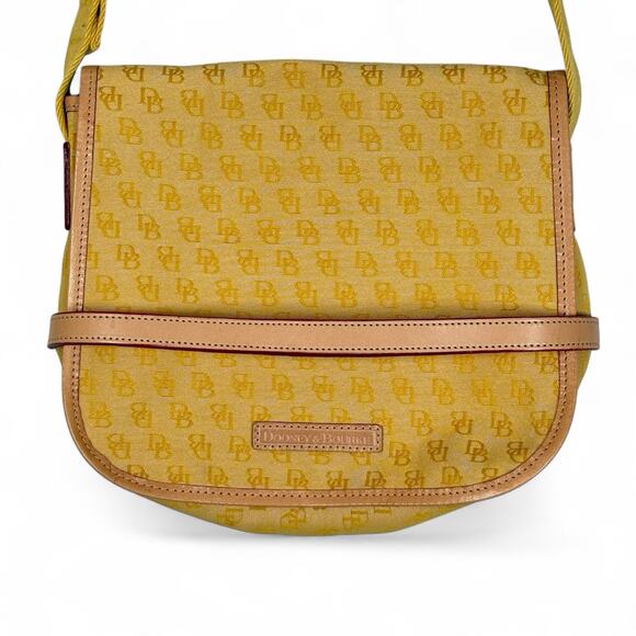 Vintage Dooney & Bourke Crossbody Bag Yellow Monogram DB Logo Canvas - Picture 2 of 9